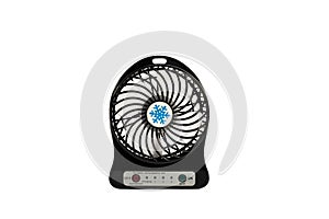 Rechargeable mini black fan isolated on a white background