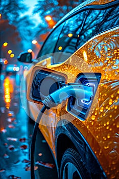 recharging an electric car in the street