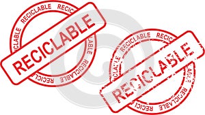Reciclable text stamp sticker in vector format photo