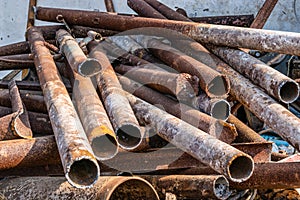 Recicle metal rusty tubes photo