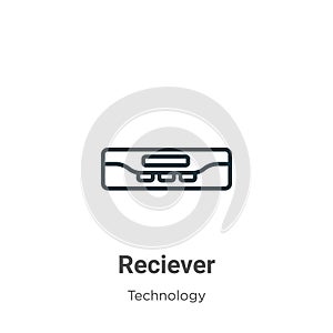 Reciever outline vector icon. Thin line black reciever icon, flat vector simple element illustration from editable technology photo