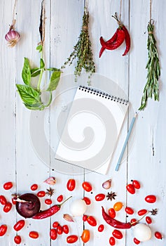 Recipe Book. Flat lay.