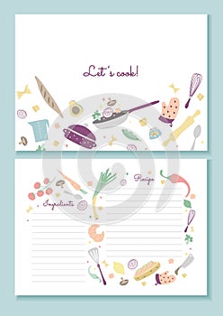 Recipe book printable template lets cook lettering