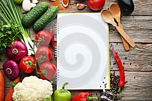 Recipe book with vegetables