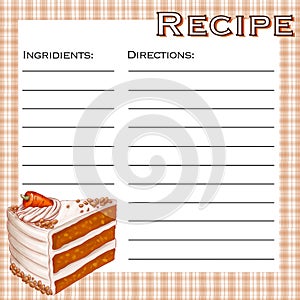 recipe card with carrot cake