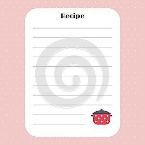 Recipe card template. For restaurant, cafe, bakery and fast food. Cookbook template page