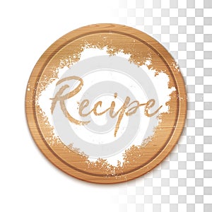 Recipe In Flour On Wooden Table