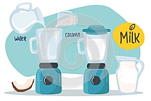 Recipe How to make coconut milk recipe Coconut, Infographic How to make coconut milk cartoon vector. Add coconut water