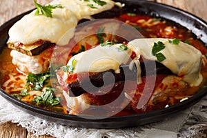 Recipe Italian Sorrentino chicken with eggplants, ham, cheese an