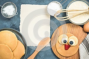 Recipe for pancakes with funny face for kids