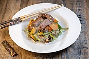 Recipe Sesame beef wok, minced summer vegetables photo