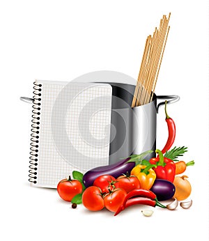 Recipe template. Cookbook, vegetables and casserole.