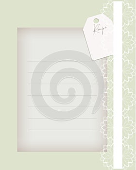 Recipe template in scrapbooking style - collage vintage blank blank card with old paper, lace.