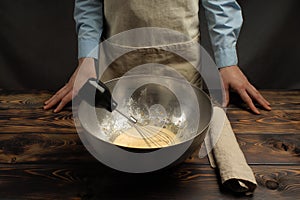 The recipe for tiramisu preparation, part second `beating of yolks of egg`.