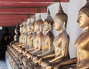 Reclining Buddha gold statue. Wat Pho