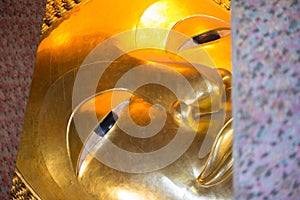 Reclining Buddha gold statue. Wat Pho