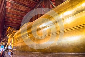 Reclining Buddha gold statue. Wat Pho, Bangkok