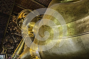 Reclining Buddha gold statue. Wat Pho, Bangkok