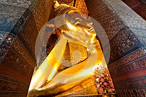 Reclining Buddha gold statue ,Wat Pho, Bangkok, Thailand