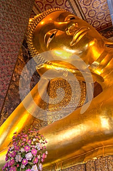 Reclining Buddha gold statue ,Wat Pho, Bangkok, Thailand