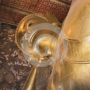 Reclining Buddha gold statue ,Wat Pho, Bangkok, Thailand
