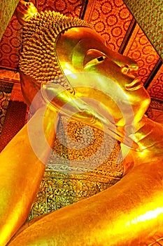Reclining Buddha Image In Wat Pho, Bangkok, Thailand