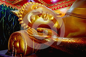 The reclining Buddha in the Nirvana posture