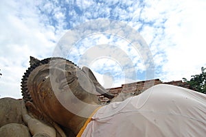 Reclining Buddha of Putthaisawan Temple Ayutthaya , Thailand