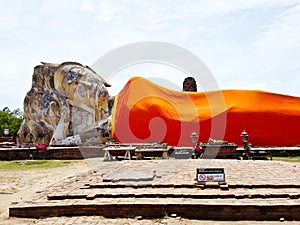 Reclining Buddha of Wat Lokaya Sutha in Ayutthaya