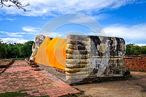 Reclining Buddha, Wat Lokaya Sutharam temple, Ayutthaya, Thailand