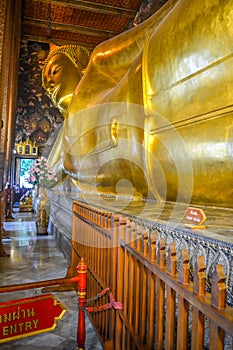Reclining buddha at wat pho Bangkok, Thailand