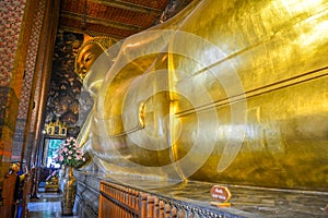 Reclining buddha at wat pho Bangkok, Thailand