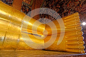 Reclining Buddha Wat Pho - foot details - Bangkok Thailand