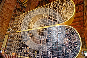 Reclining Buddha Wat Pho - foot details - Bangkok Thailand