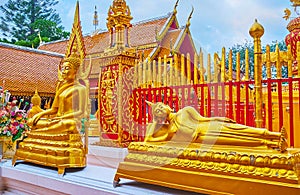 Reclining Buddha in Wat Phra That Doi Suthep temple, Chiang Mai, Thailand