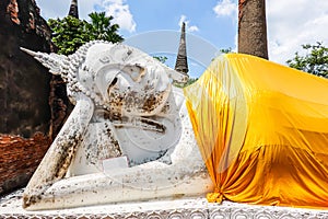 Reclining buddha of Wat Yai Chai Mongkol is the famous architecture in Ayutthaya