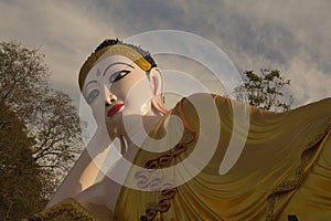 Reclining Buddha in watprathatsuthone Phrae province of Thailand