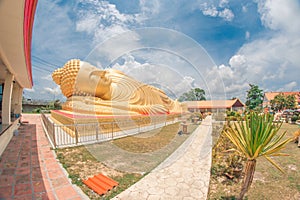 Reclining Golden Buddha at Wat Laem Pho, Koh Yo, Songkhla, Thailand