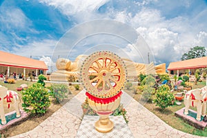 Reclining Golden Buddha at Wat Laem Pho, Koh Yo, Songkhla, Thailand