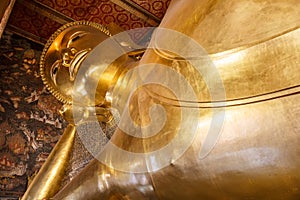 Reclining Golden Buddha in Wat Pho temple in Bangkok
