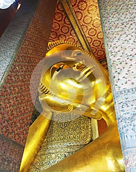 Reclining golden buddha, Wat Phra Chetuphon Watpho, Bangkok, Thailand
