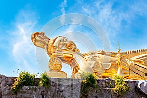 Reclining guanyin or Kuan Yin statue at Wat Tham Panyaram temple Sam Phran City Nakhon Pathom, Thailand