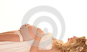 Reclining pregnant woman