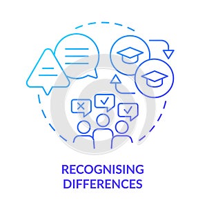 Recognising differences blue gradient concept icon