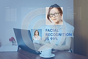 Recognition of female face. Biometric verification and identification