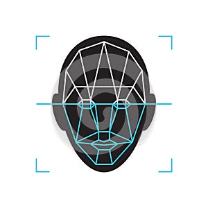 Recognition icon. Face id identity biometric verification sign. Authentication technology mobile phone, smartphone, other devices