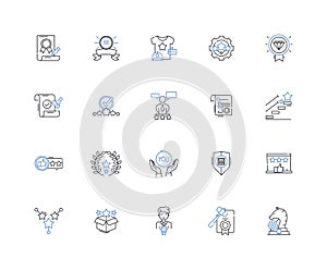 Recognition line icons collection. Acknowledgment, Appreciation, Approval, Commendation, Validation, Praise, Tribute photo