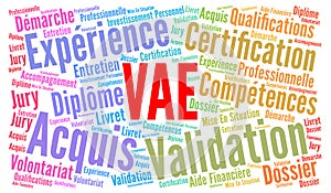 Recognition of prior learning word cloud in French language