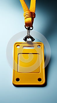 Recognition tag Name badge with yellow cord, empty area, and descriptive text