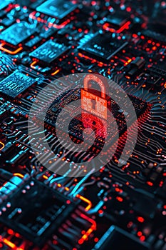 Recognizable symbols like shields, padlocks, firewalls, and antivirus symbols that represent various aspects of digital security
